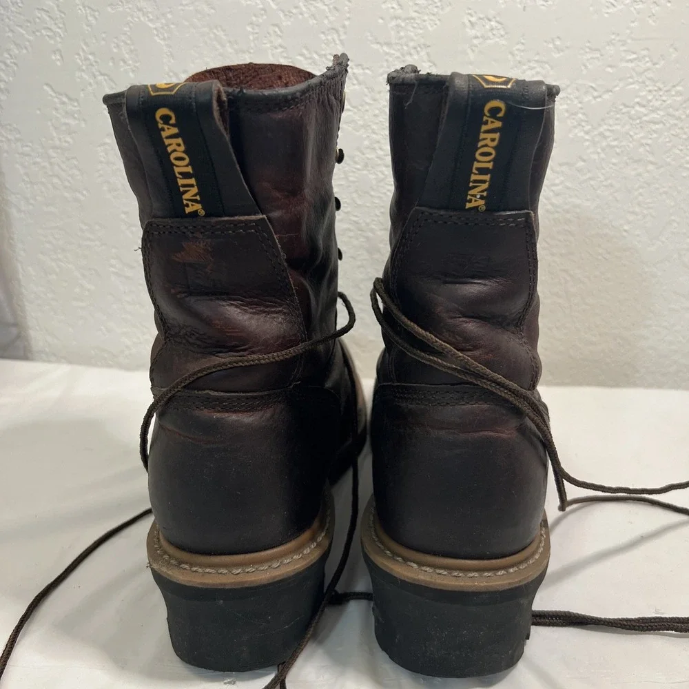 Carolina 1821 Mens 10M Brown Leather Steel Toe Logger 8